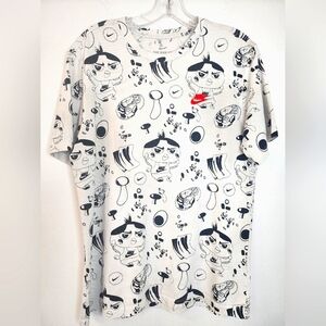 Nike Men's White & Black Character Graphic Tee Shirt Baggy 100% Cotton, sz MD
